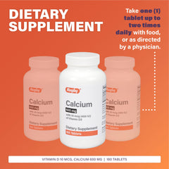 Rugby Laboratories calcium tablets label close-up showing vitamin D3 details