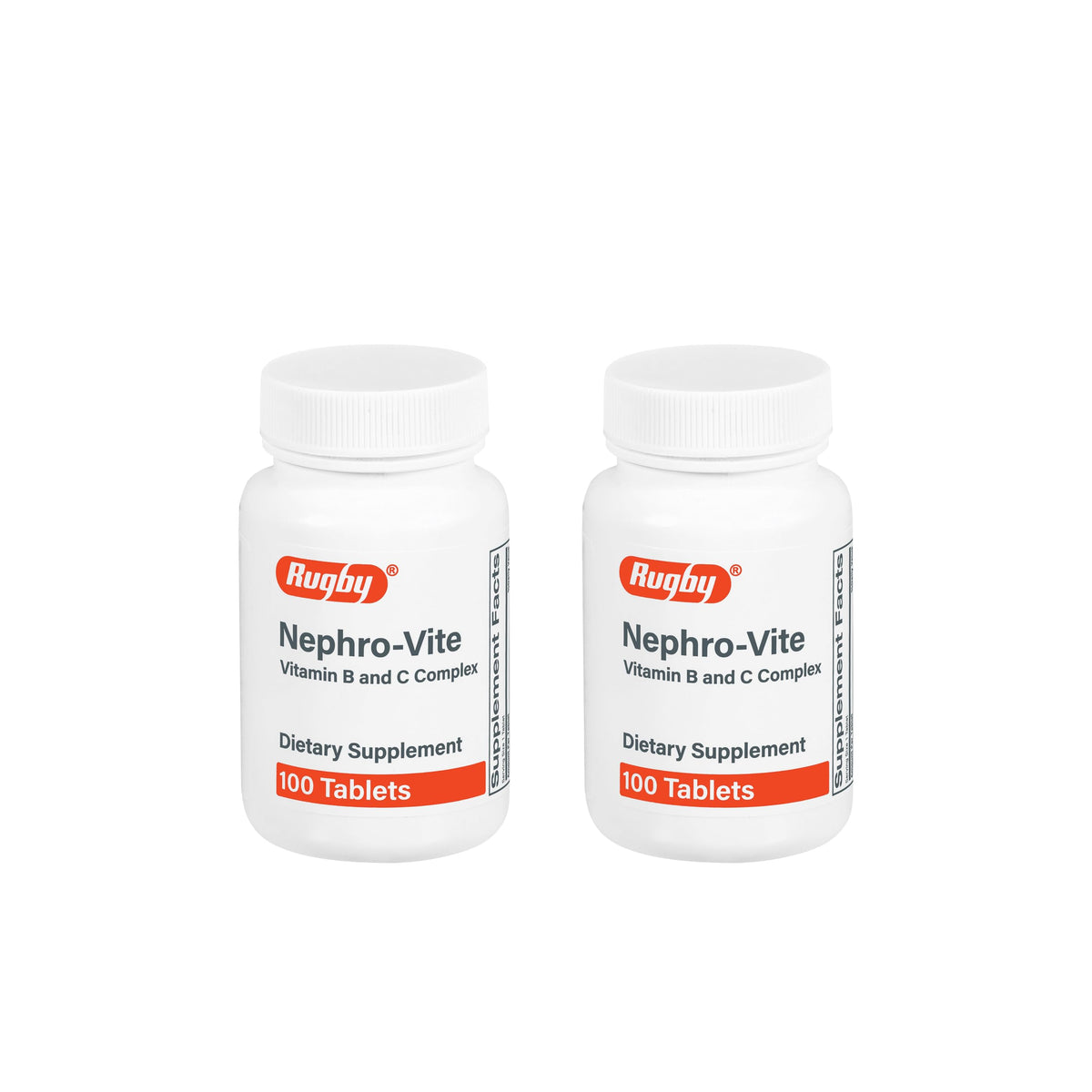 Rugby Laboratories Nephro-Vite bottle front showing daily vitamin B and C complex.