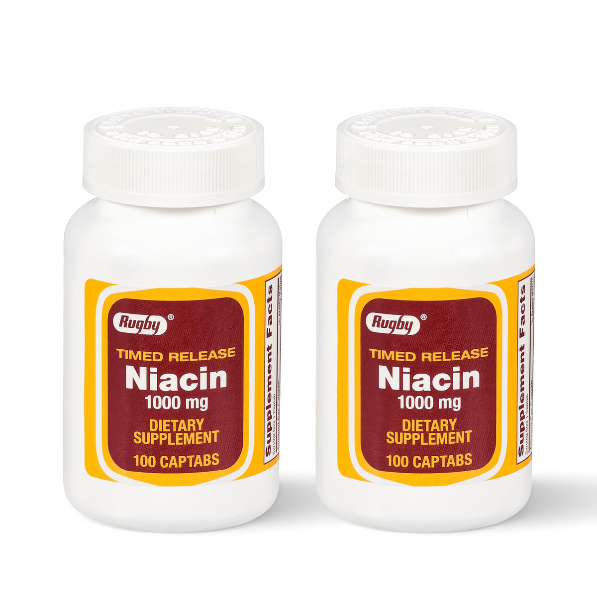 Rugby Laboratories Timed-Release Niacin 1000mg bottle ready for daily use, supporting metabolic comfort.