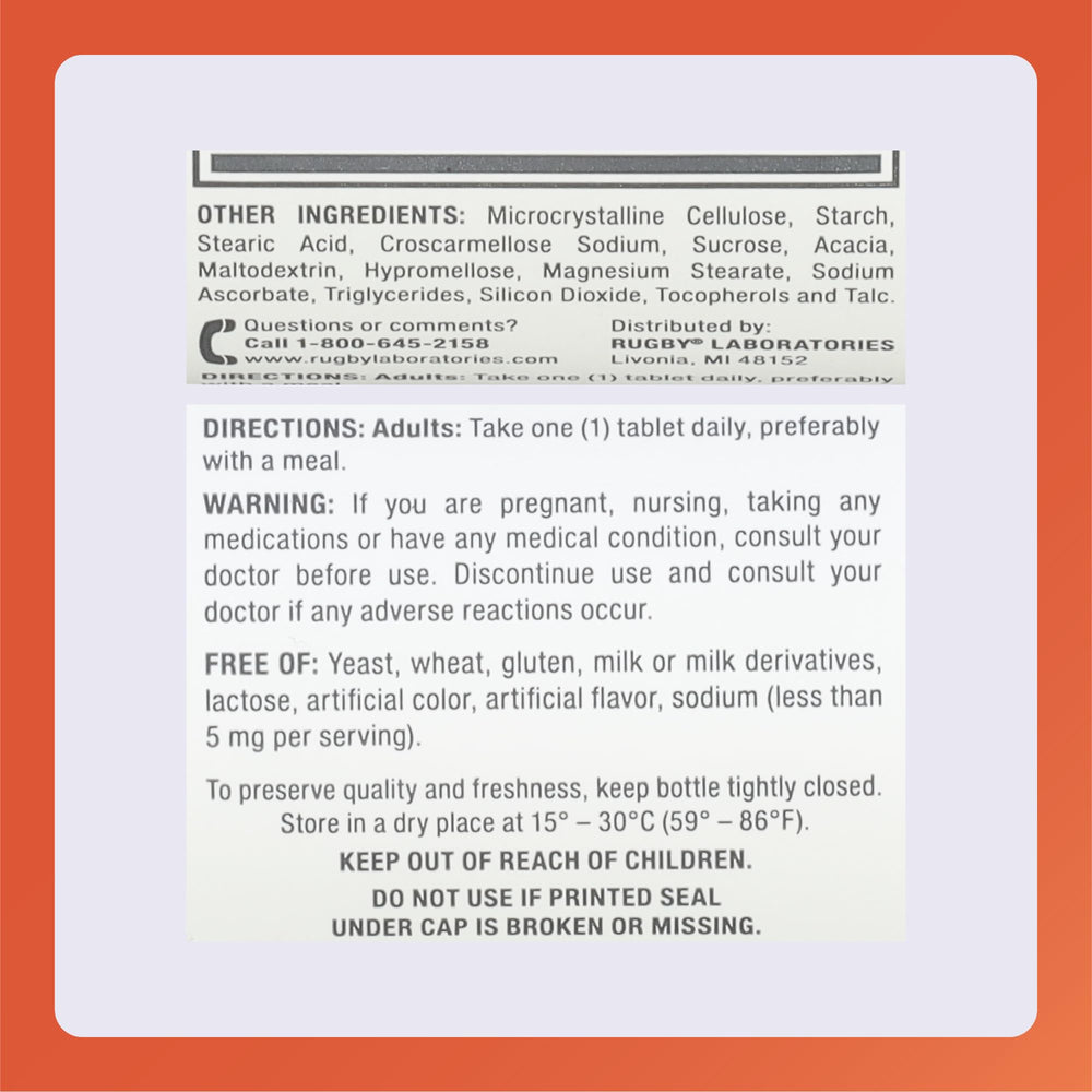 Rugby Labs calcium-D3 tablet highlighting calcium carbonate content.