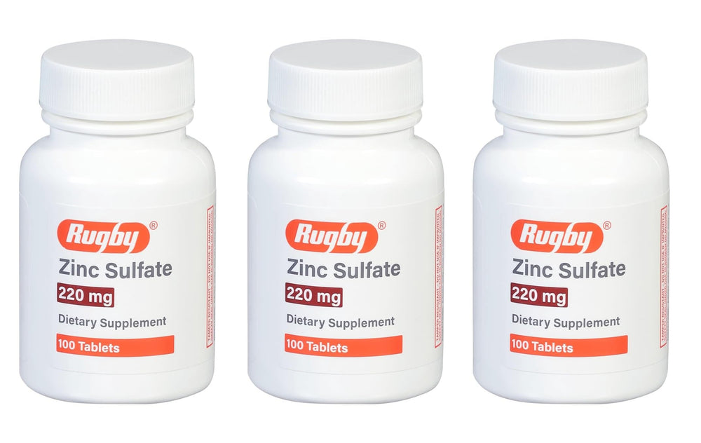 Rugby Laboratories tabletas sulfato de zinc 220 mg en botella para uso diario