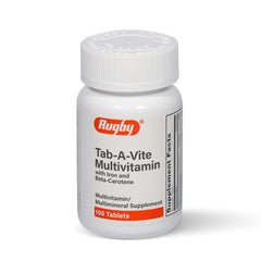 Rugby Tab-A-Vite bottle front may support daily energy metabolism.