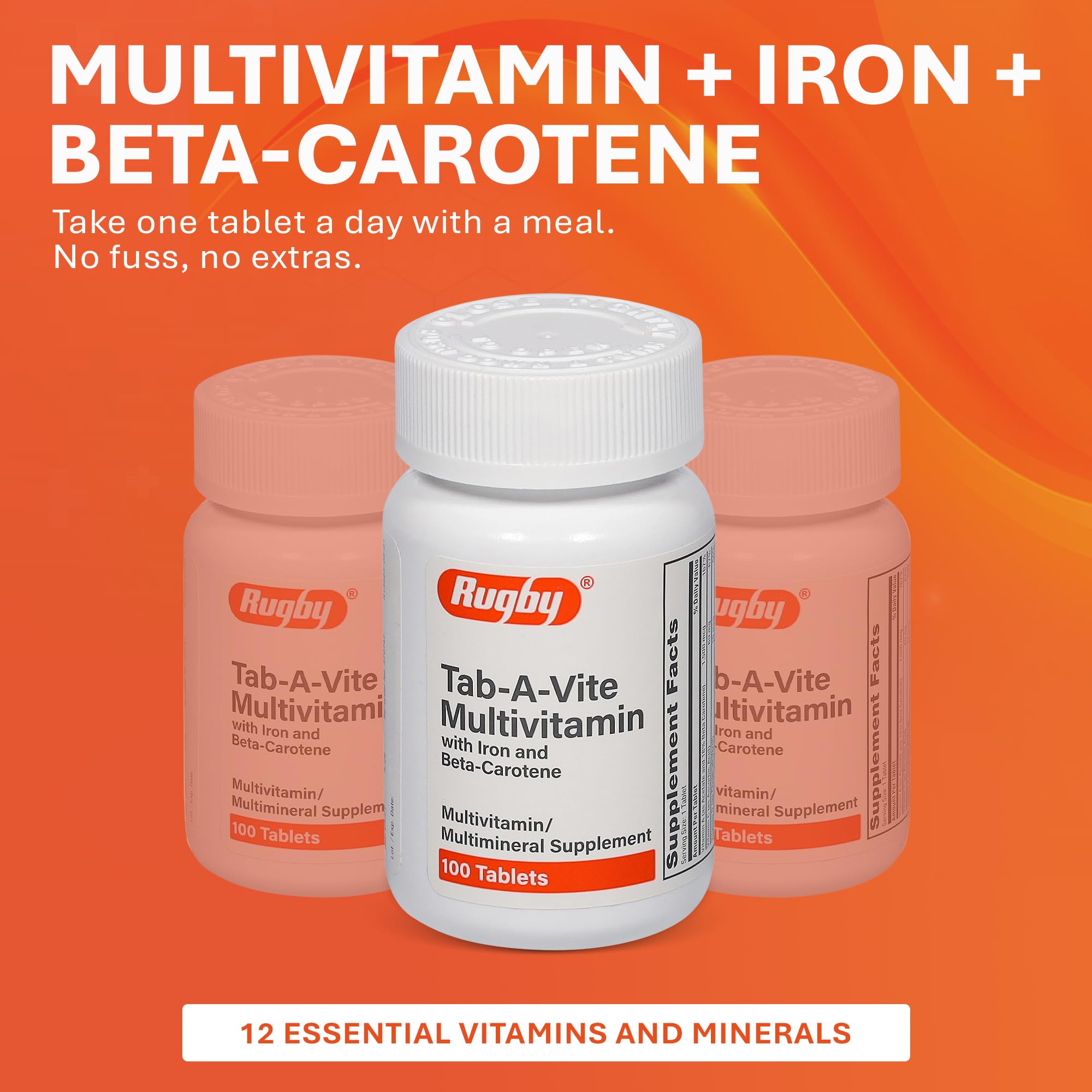 Rugby Tab-A-Vite tablets on a clean surface ready to take with meals.