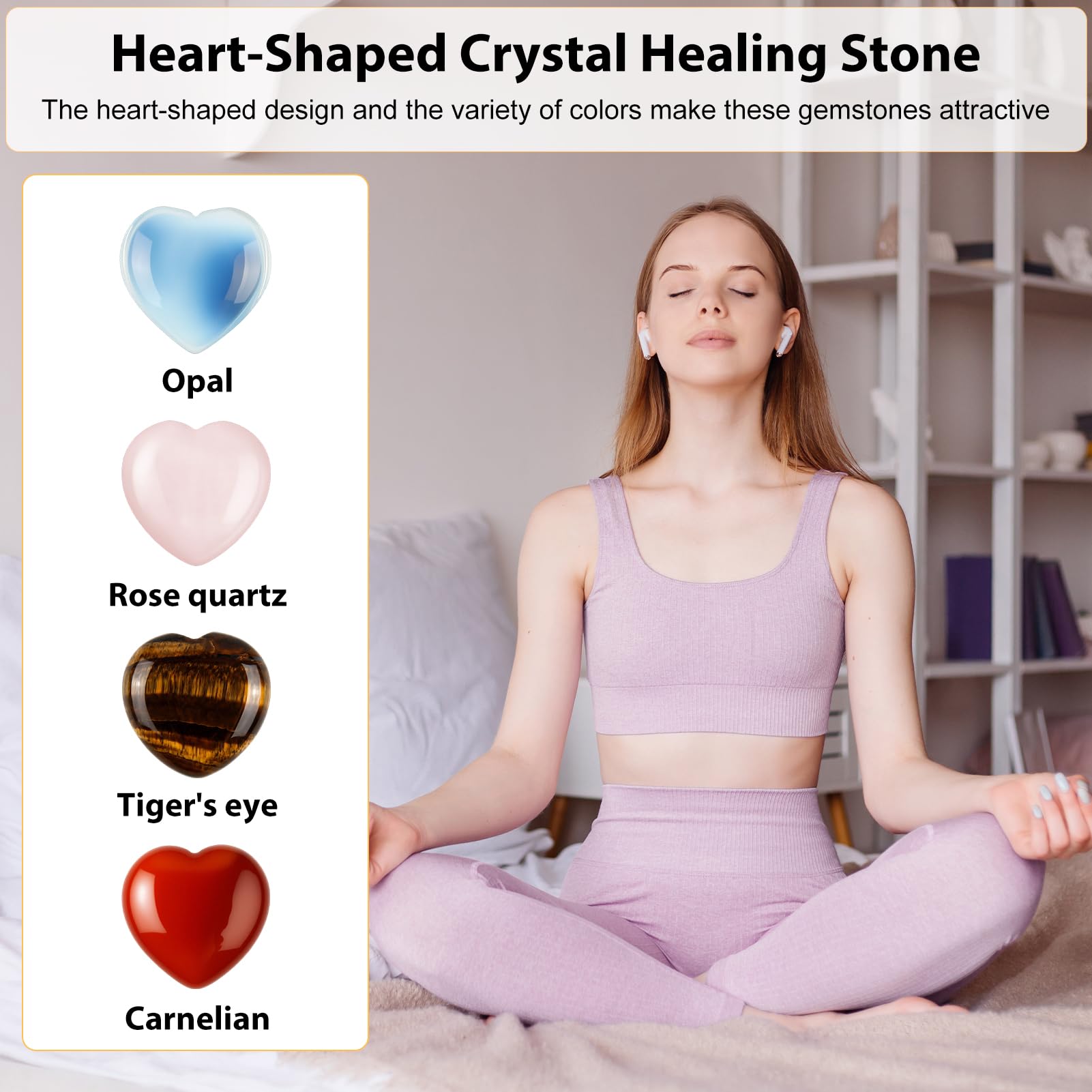 RUIFUU heart crystal set with velvet pouch for easy pocket carry