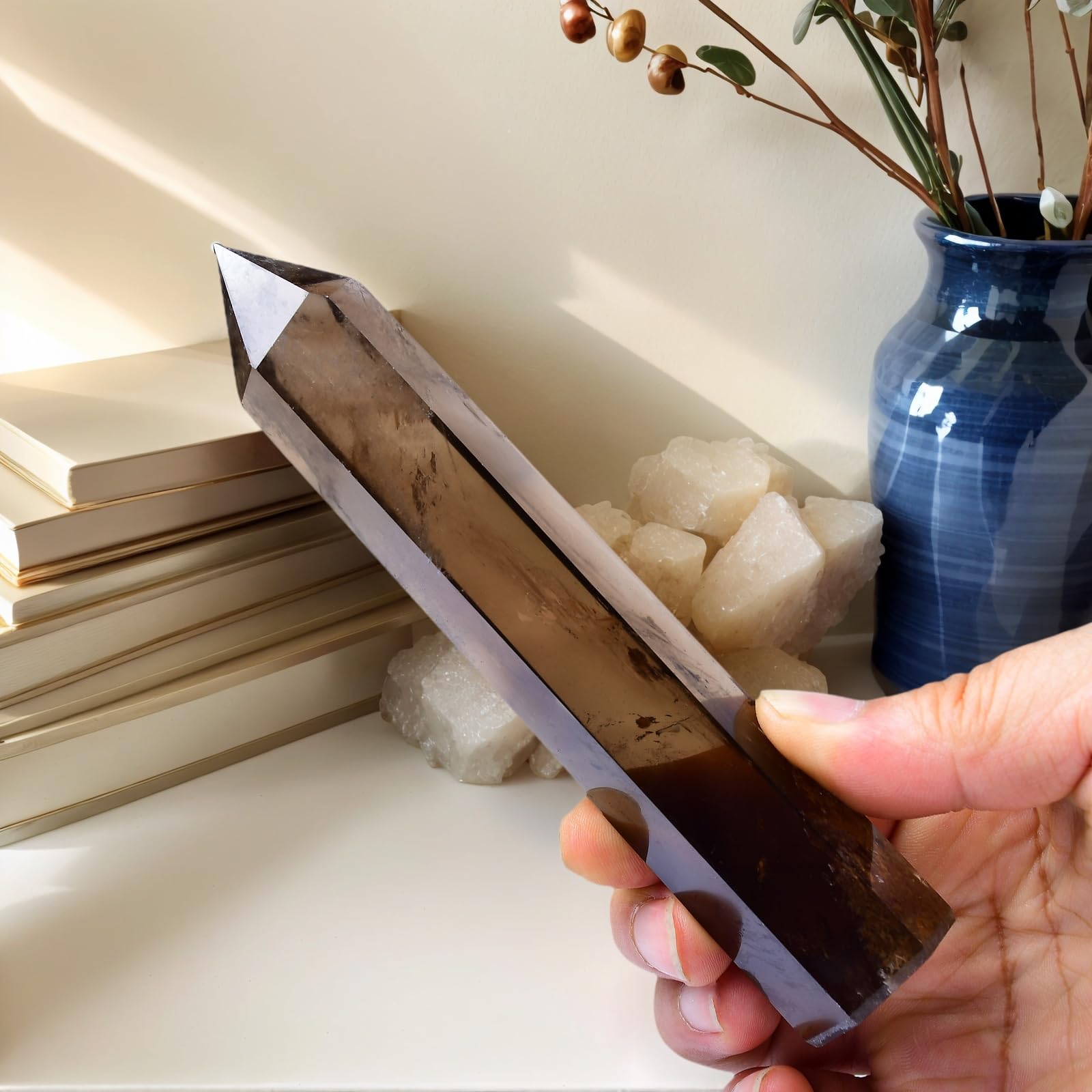 RUIJINGYUAN crystal wand closeup shows facets and high polish for energy clearing