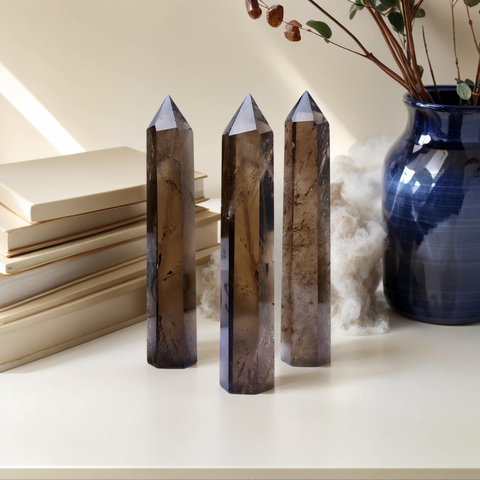 RUIJINGYUAN natural crystal quartz wand displays unique facets and hand-polished finish