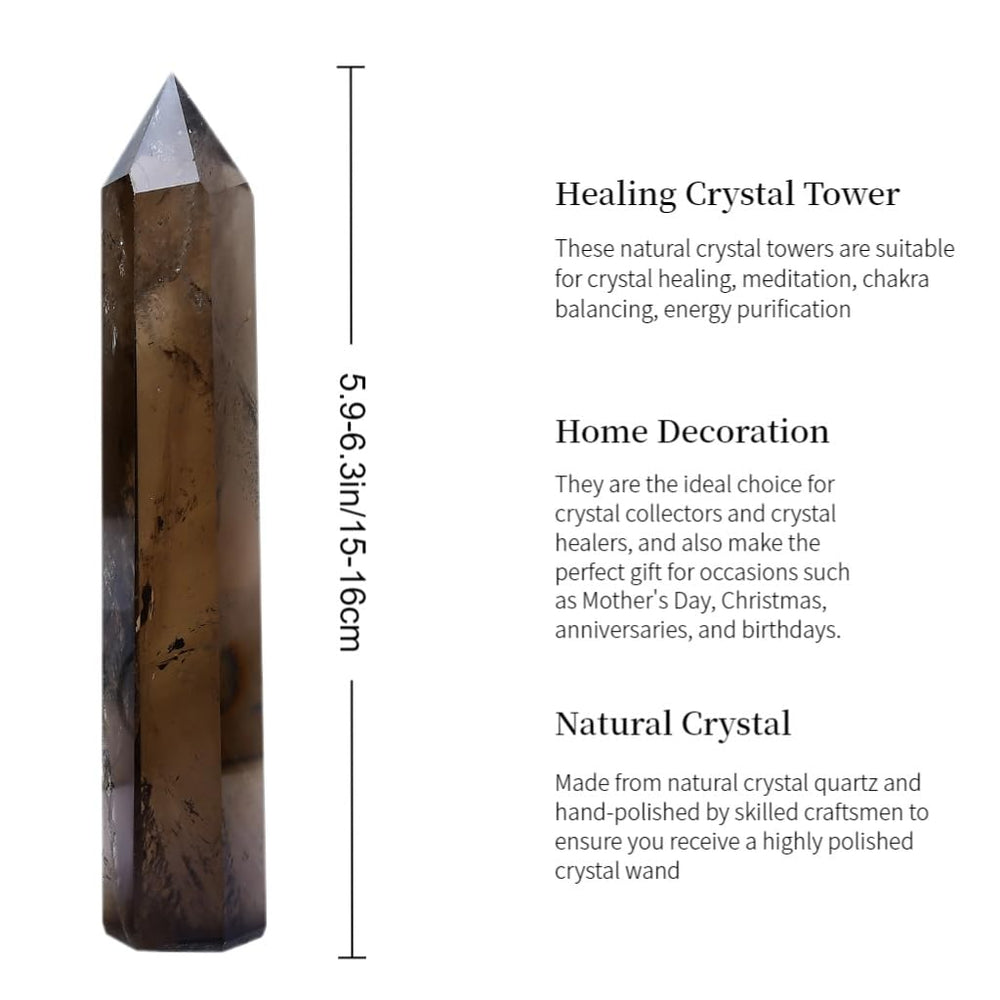 RUIJINGYUAN smoky quartz tower side view supports chakra balance and calm focus