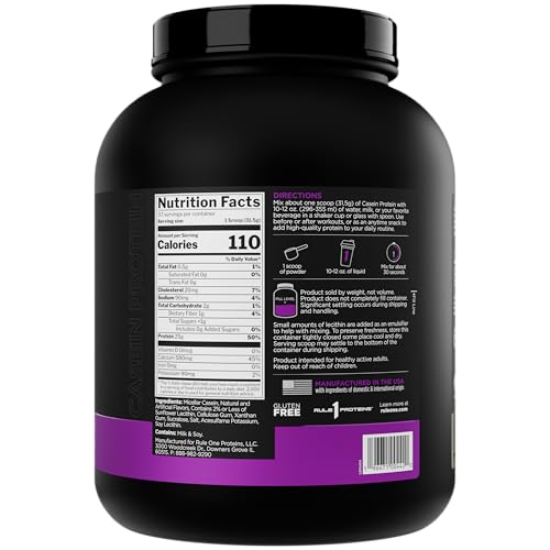 Rule 1 Casein Protein Vanilla Creme tub close-up highlights premium night-time protein