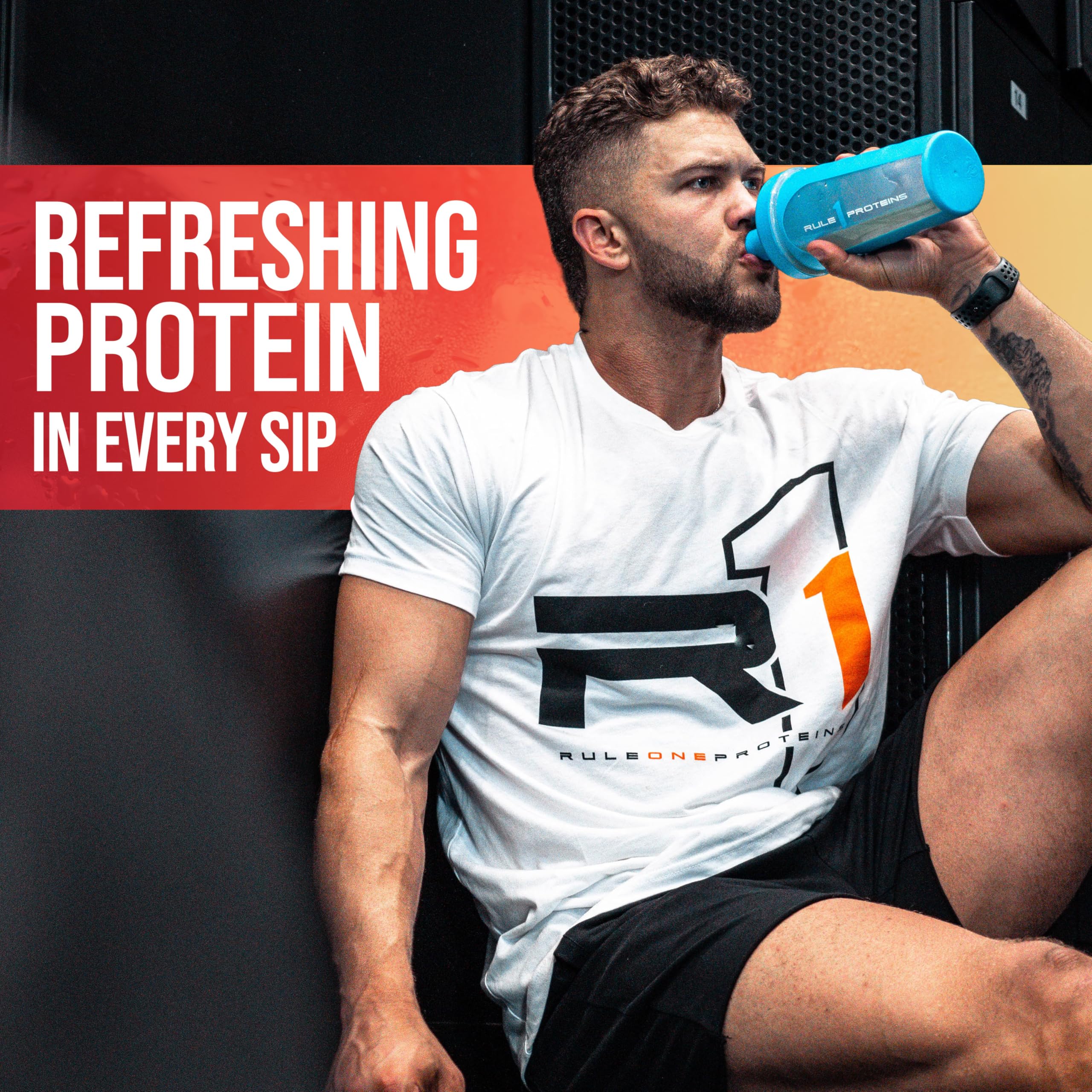 Rule 1 Clear Whey Isolate nutrition facts panel emphasizes 0 sugar and 1g carbs.