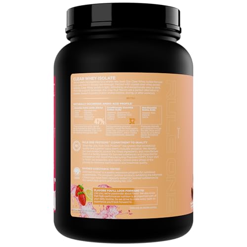 Rule 1 Clear Whey Isolate packaging showing premium GMP-certified production and electrolytes.