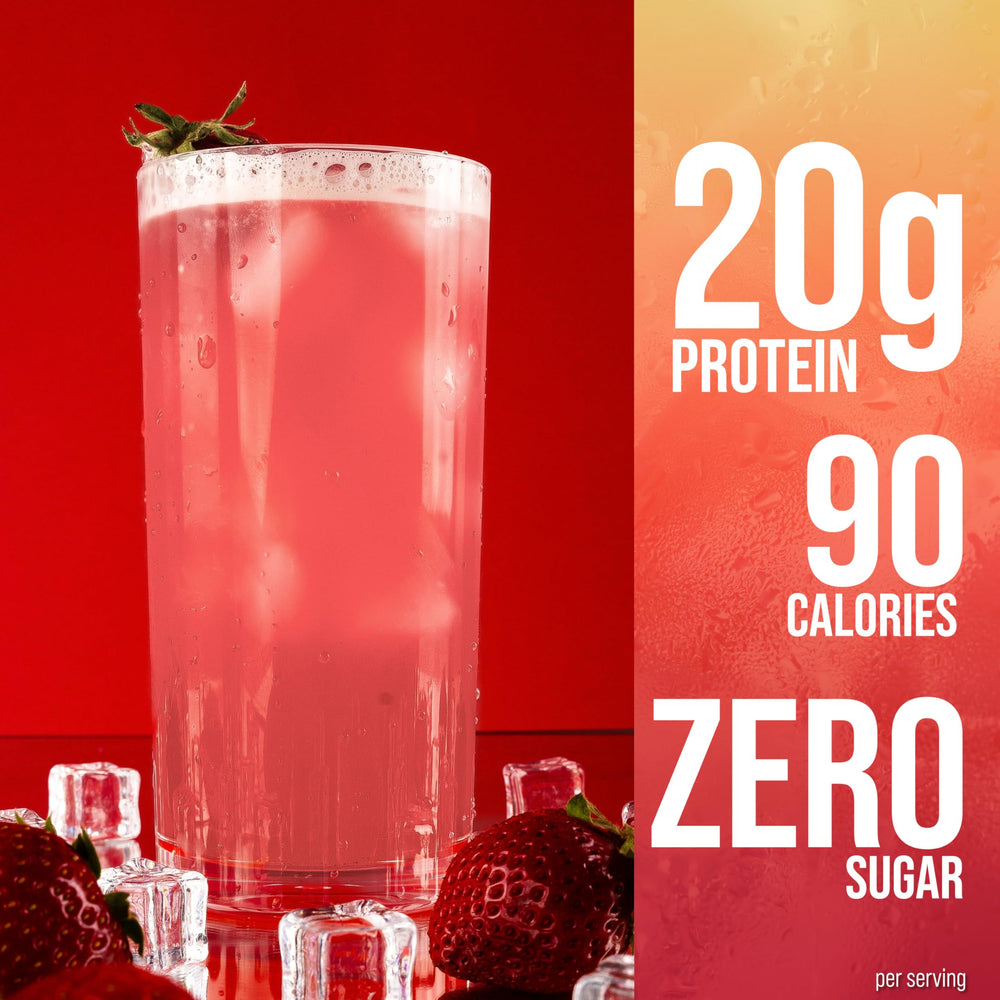 Rule 1 Clear Whey Isolate serving scoop demonstrates precise 20g protein per serving.