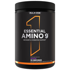 Rule 1 Essential Amino 9 bottle cap for on-the-go hydration and secure storage.