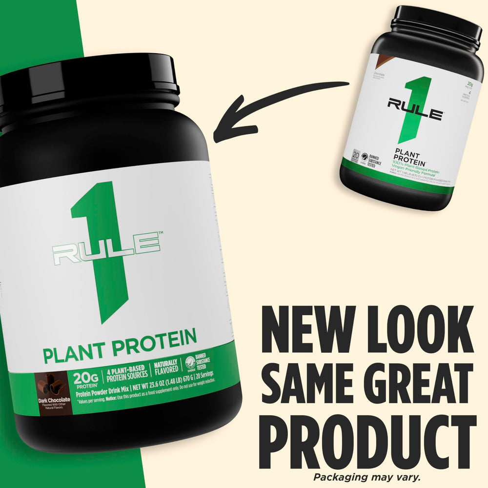 Rule 1 Plant Protein in a shaker bottle ready for post-workout recovery.