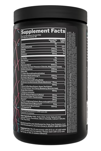 Rule 1 preLIFT scoop beside bottle showing powder for dosing