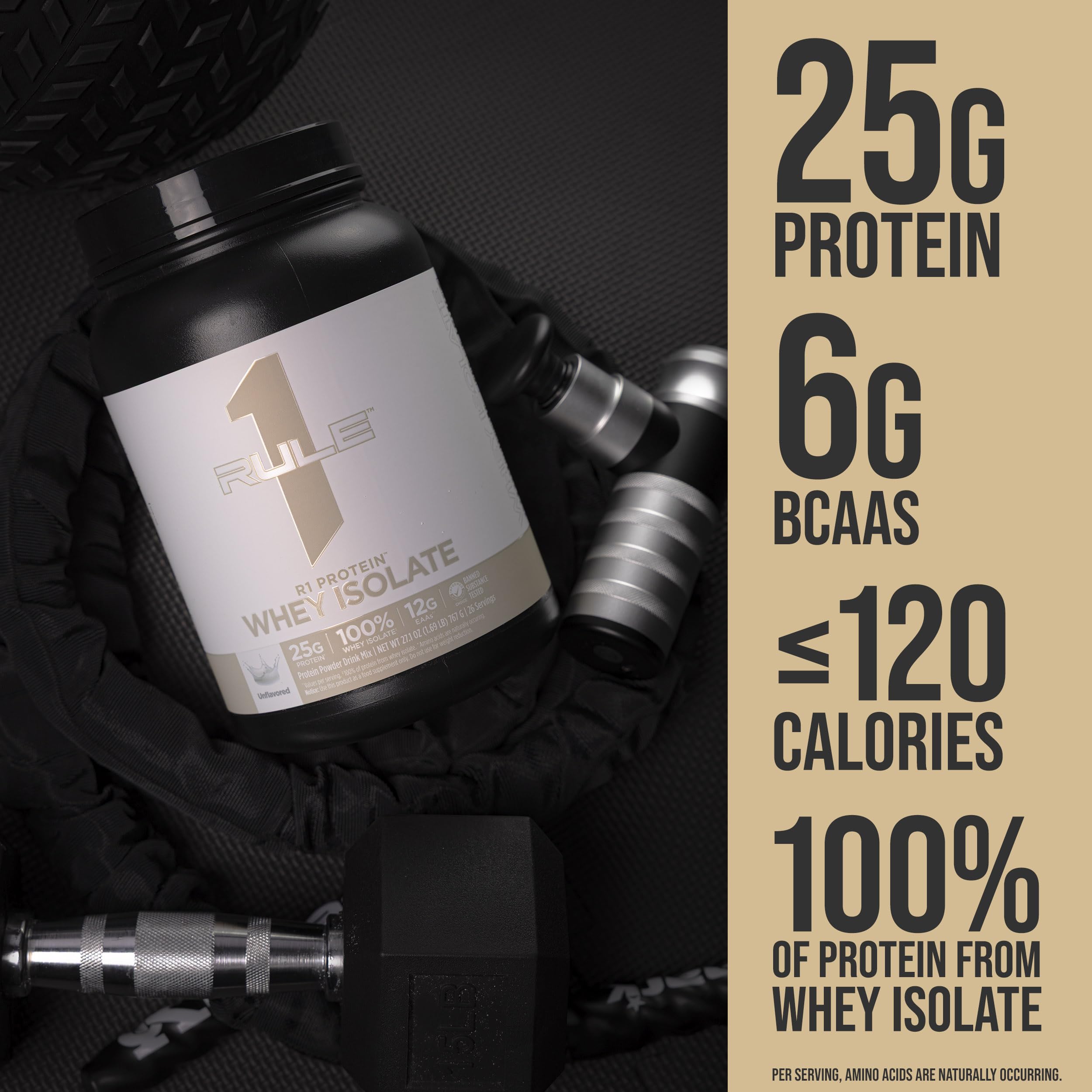 Rule 1 Protein Whey Isolate glass with shake shows creamy texture.