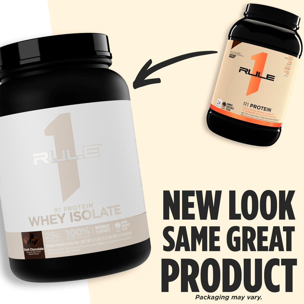 Rule 1 Protein Whey Isolate nutrition facts closeup for clean macros.
