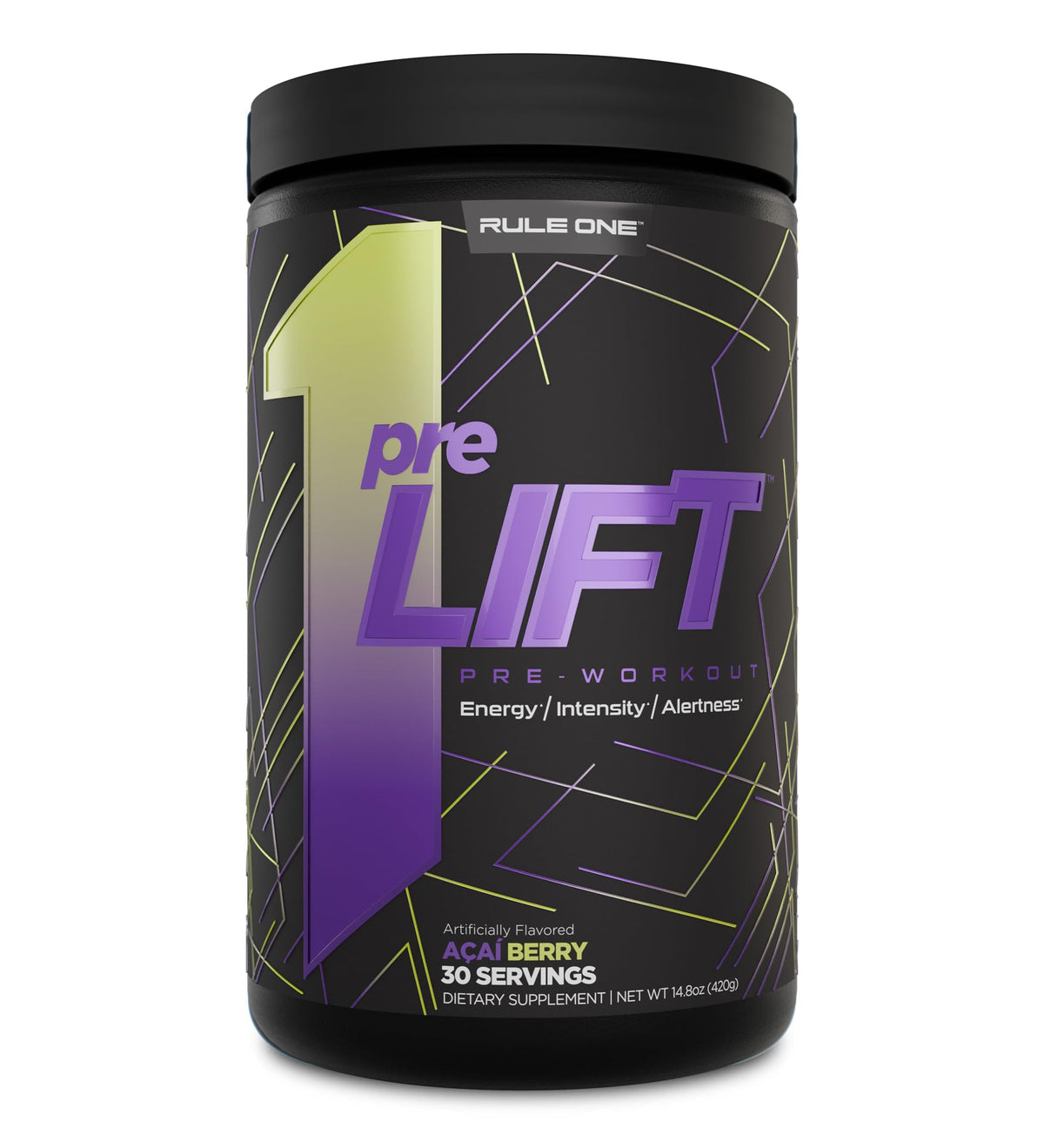 Rule 1 Proteins PreLIFT bottle pour shows easy mixing for a ready-to-go pre-workout boost.