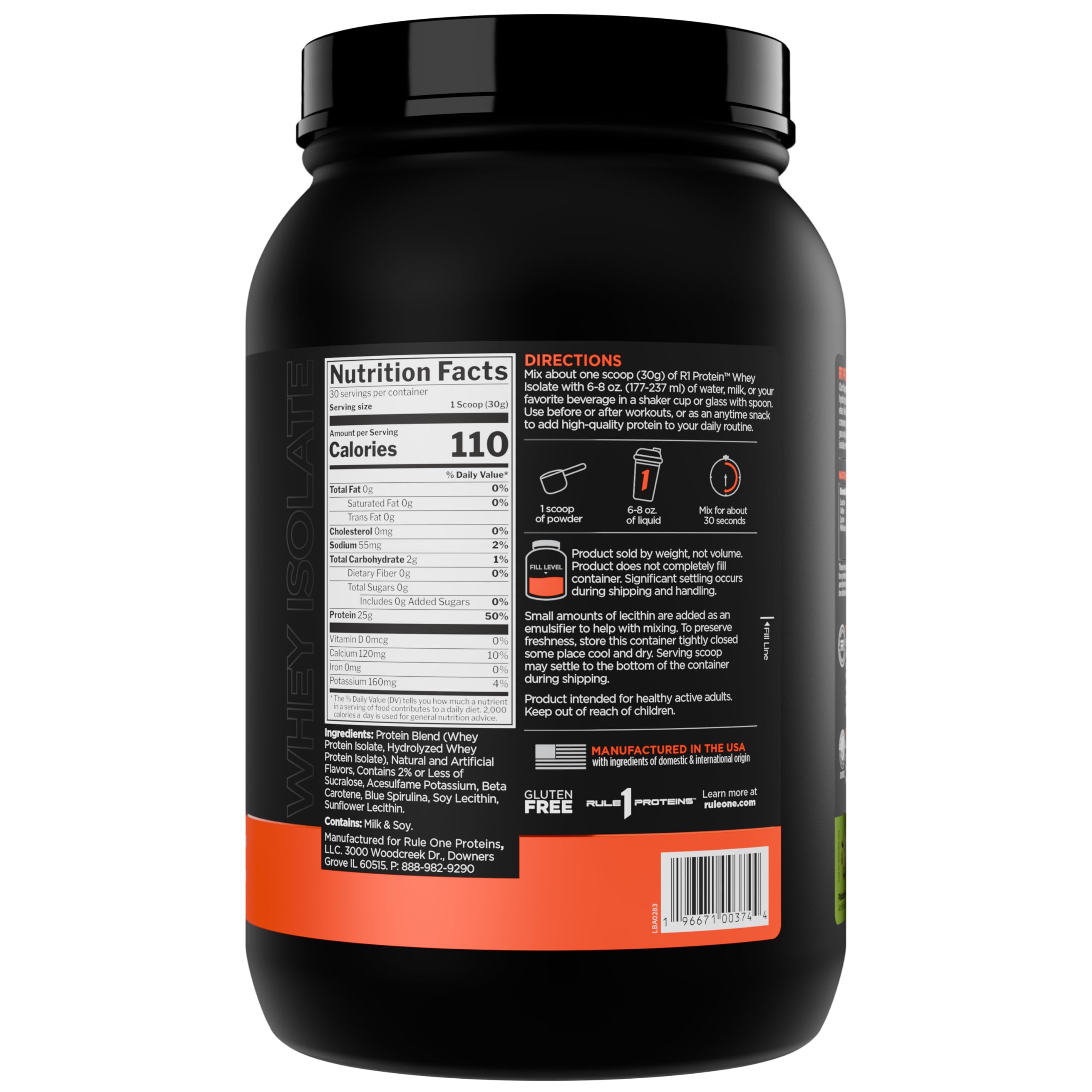 Rule 1 Proteins R1 whey isolate scoop ready for post-workout shake