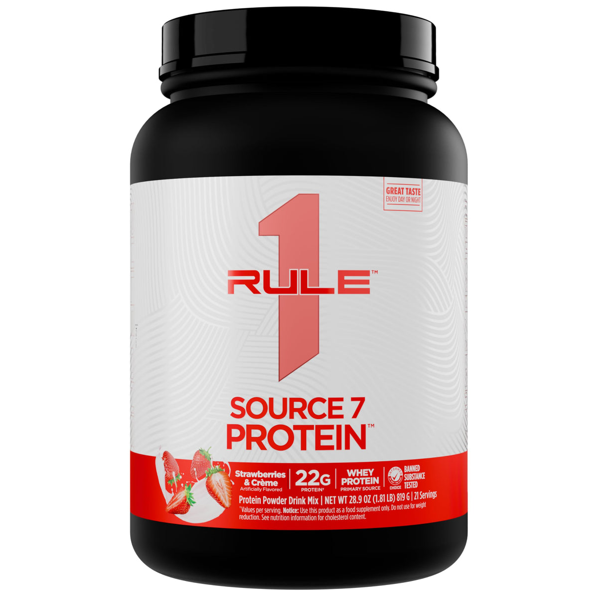 Rule 1 Proteins Source 7 Protein strawberries and cream shake; a high-protein daily option.