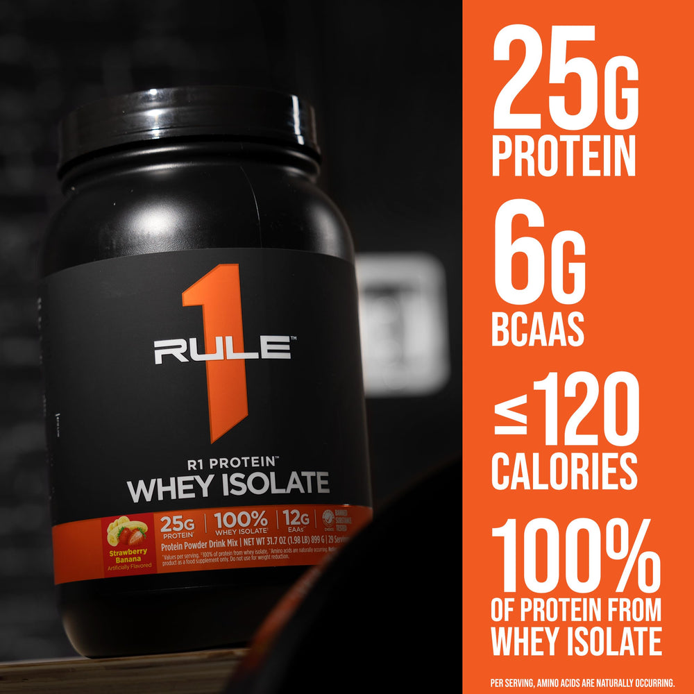 Rule 1 R1 Protein Whey Isolate mixing glass shows smooth shake preparation