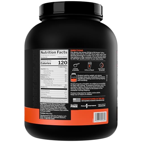 Rule 1 R1 Protein Whey Isolate scoop in glass for quick, smooth shakes