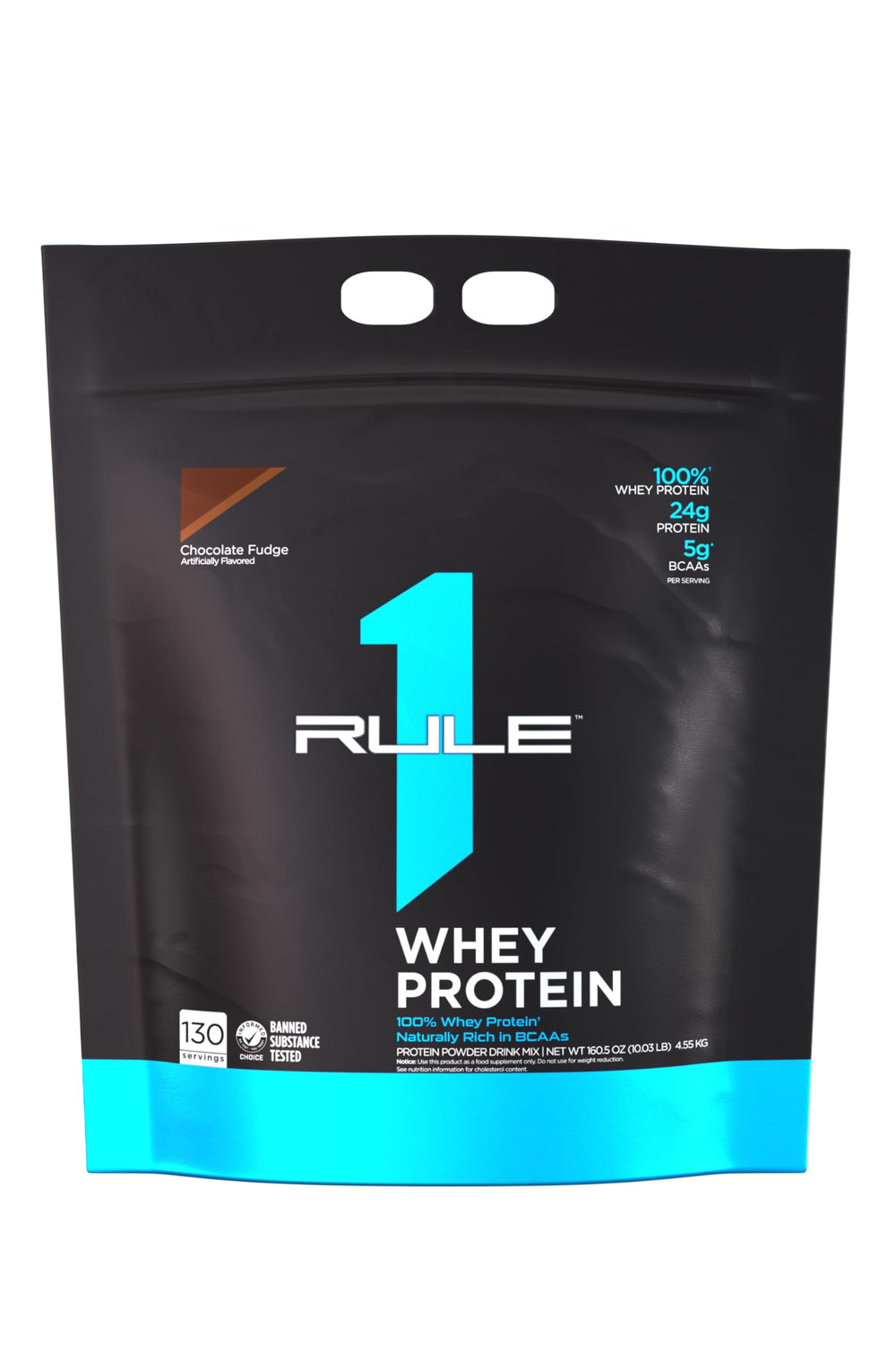 Rule 1 Whey Protein three-whey-sources blend for complete amino acids.