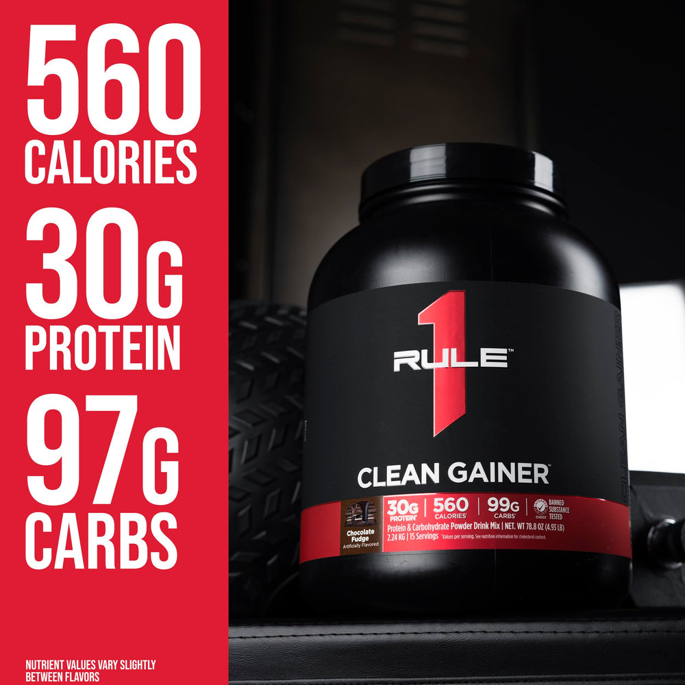 10 lb bag of Rule 1 Clean Gainer emphasizes volume and value