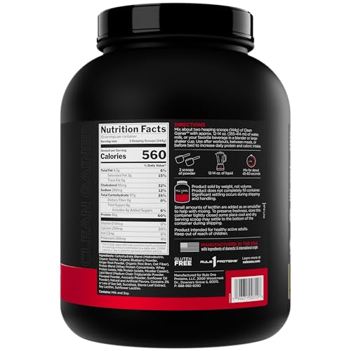 Prepared Rule 1 Clean Gainer shake in glass highlighting creamy vanilla texture