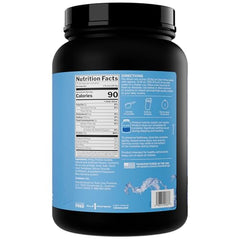 Rule 1 Clear Whey Isolate glass pouring blue raspberry for a light, hydrating protein drink.