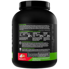 Rule1 Mass Gainer three-whey blend bottle close-up emphasizes 40g protein per serving
