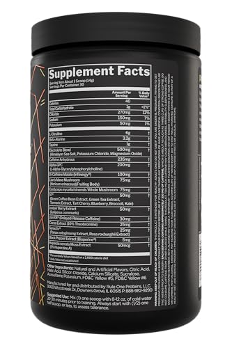 Rule 1 PreLIFT scoop with powder ready to mix for pre-workout boost
