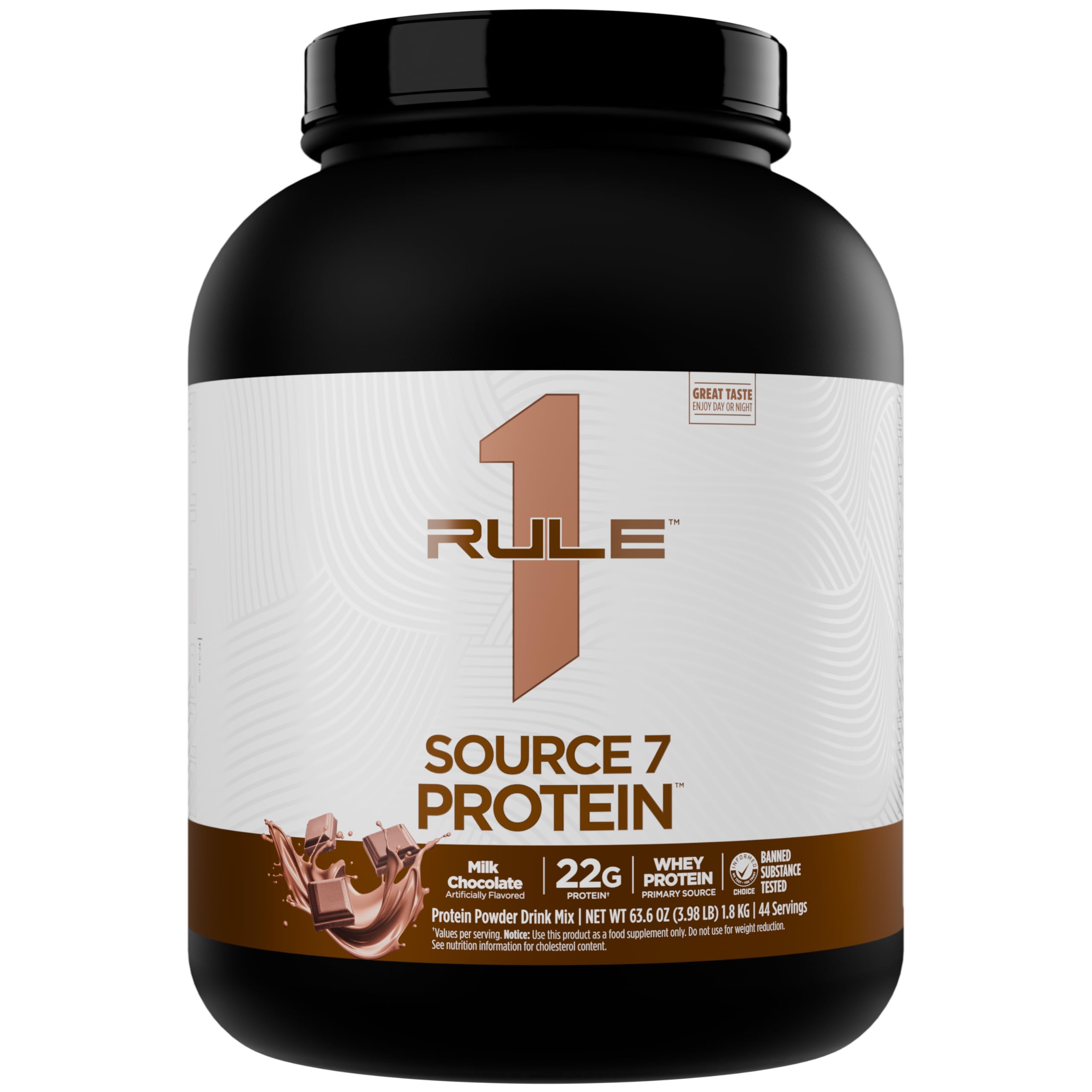 Rule 1 Source 7 Milk Chocolate tub for daily protein.