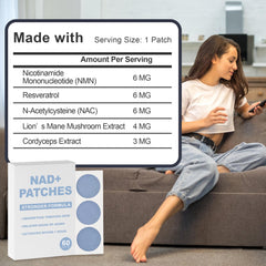 Rulinal NAD patches applied on the arm for discreet daily use.