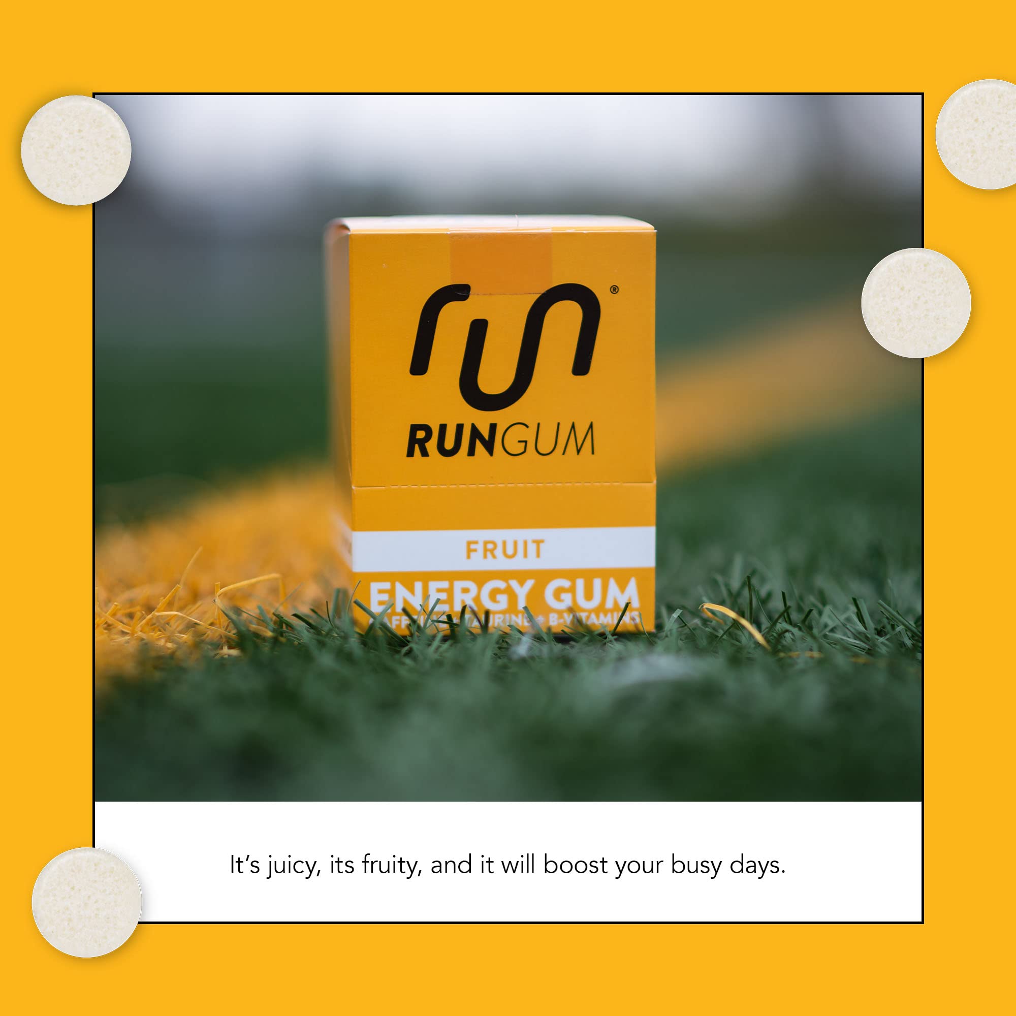 Run Gum gluten-free, zero-calorie option suitable for busy days and workouts.