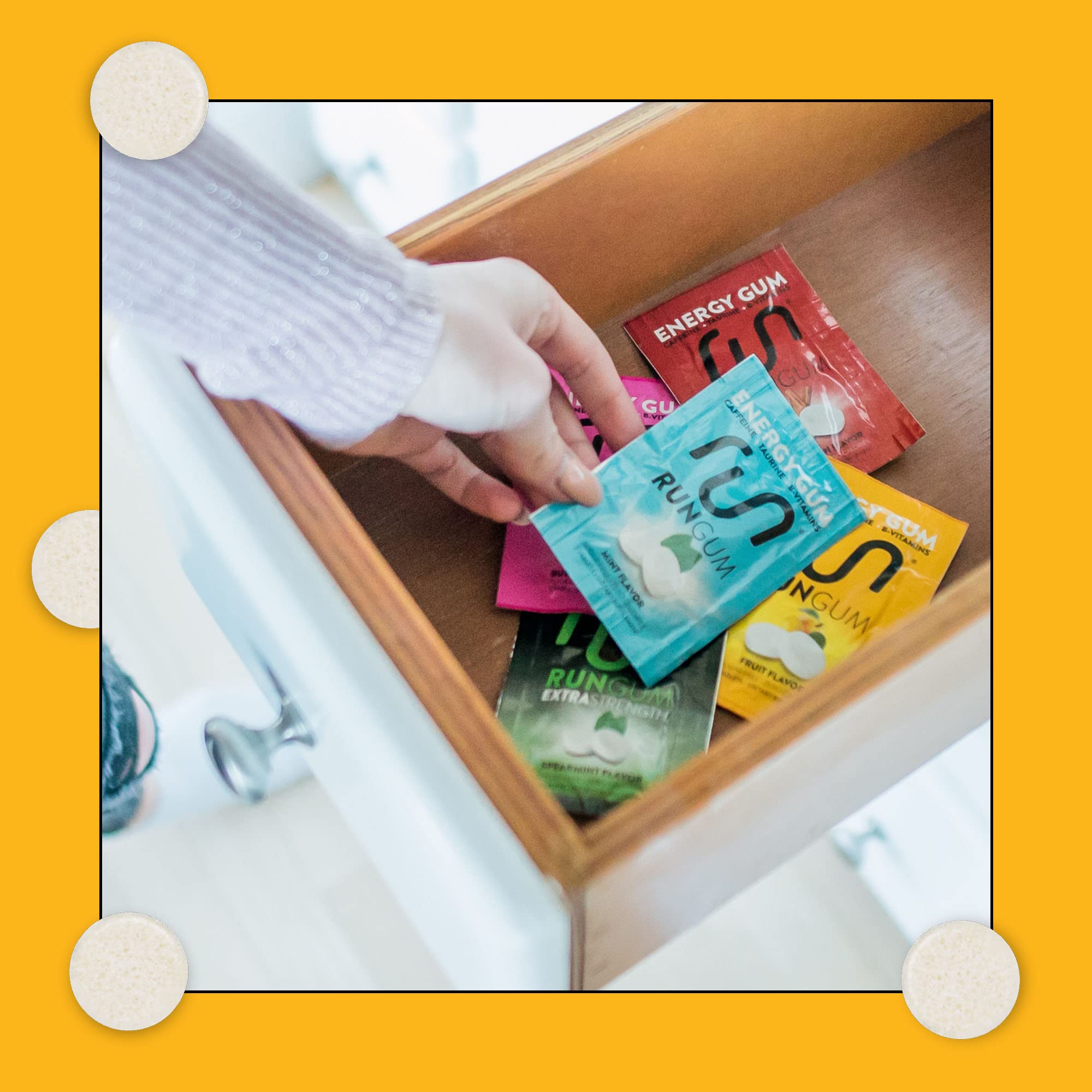 Run Gum travel-friendly packs designed for on-the-go energy and convenience.