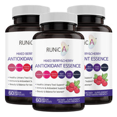 RUNICA 6X bottle with berry blend promotes urinary health and immune support.