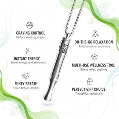Runmecy breathing necklace worn as a discreet wellness accessory for calm.