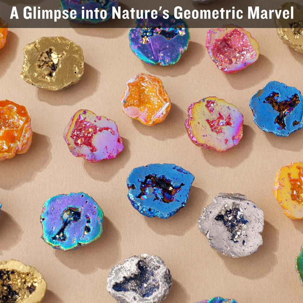 Runyangshi 9-piece geode set brightens living room ambiance.