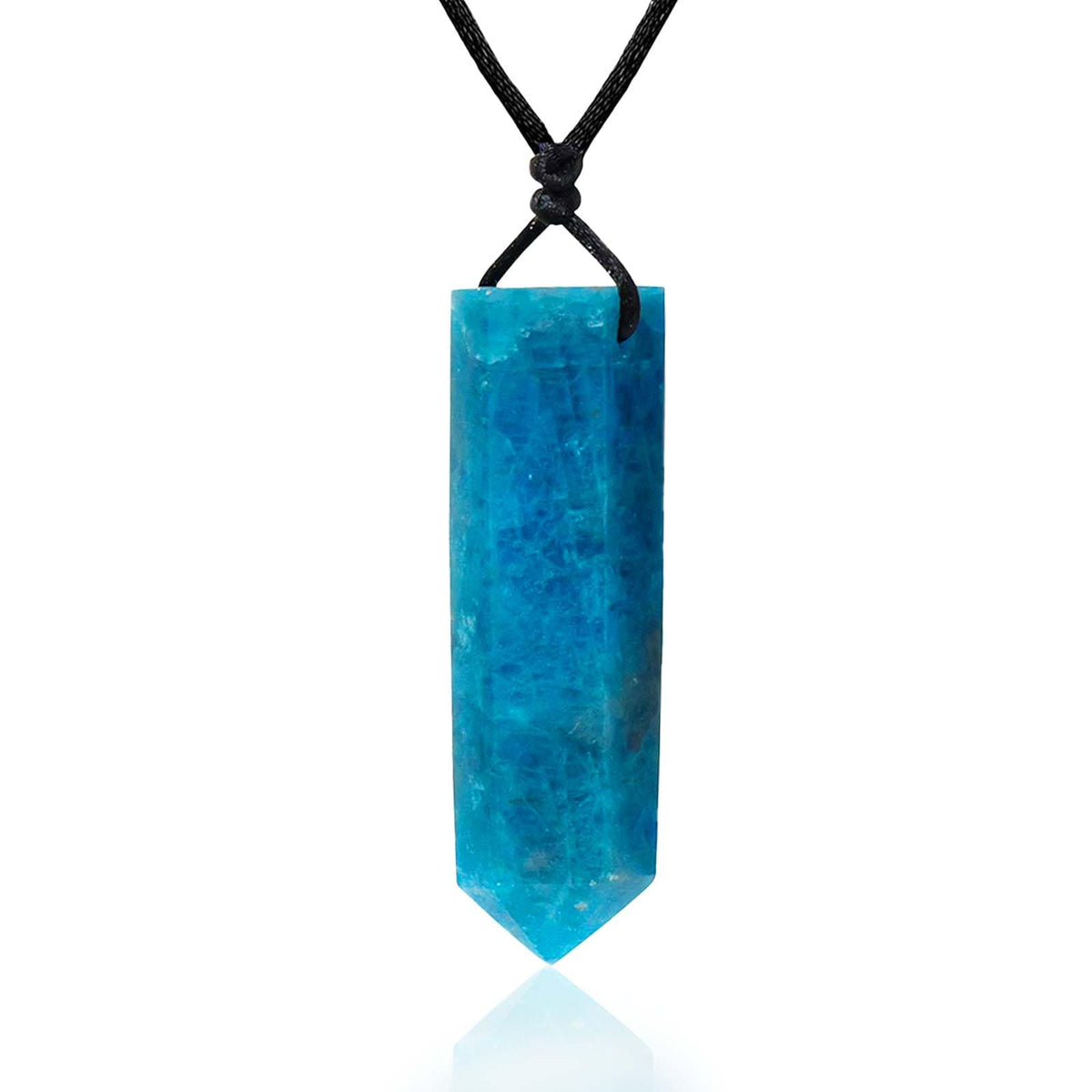 Runyangshi Blue Apatite pendant front view highlighting natural crystal energy for meditation.