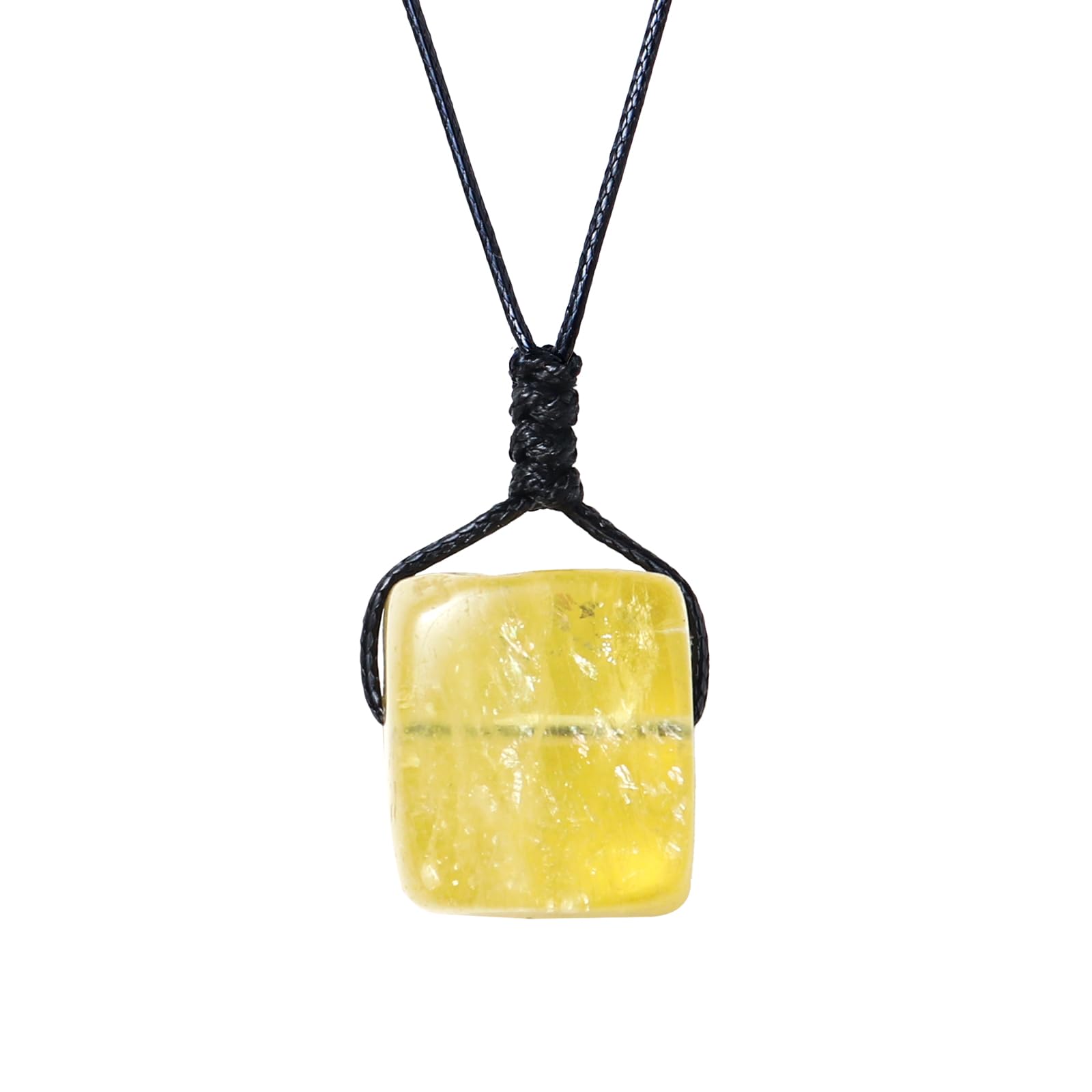 Runyangshi citrine pendant square-tumbled-polished for focused meditation