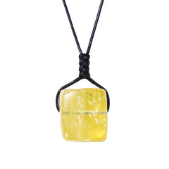 Runyangshi citrine pendant square-tumbled-polished for focused meditation