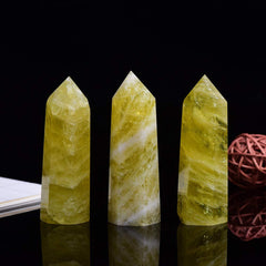 Runyangshi Citrine wand with six facets for Reiki and spiritual balance.