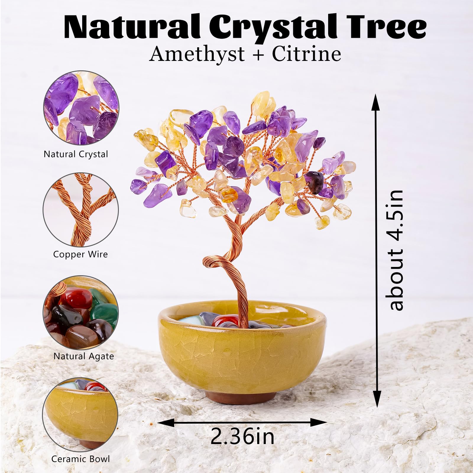 Runyangshi office desk crystal tree enhances ambience while supporting calm focus.