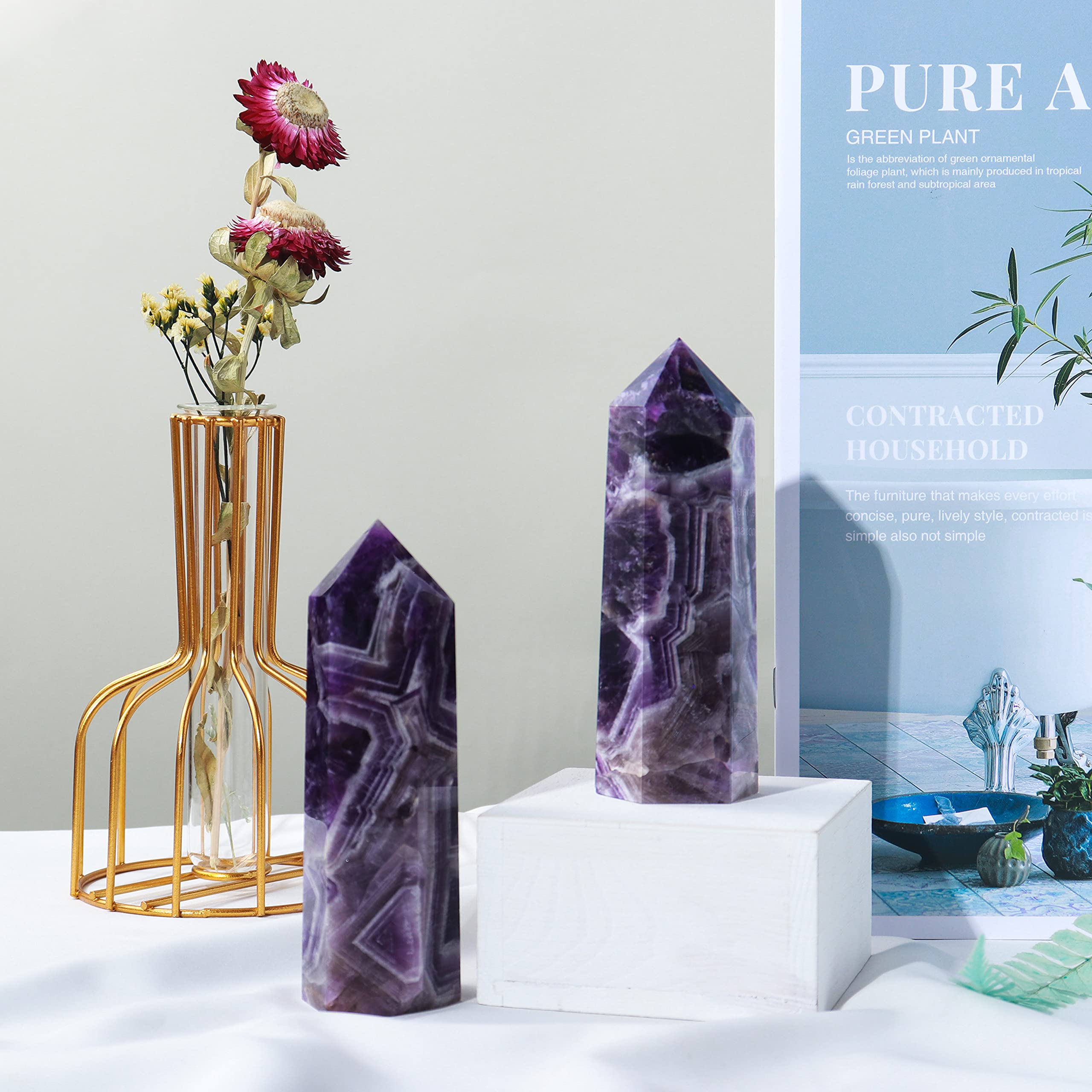 Runyangshi Dream Amethyst decor crystal adds a serene focal point.