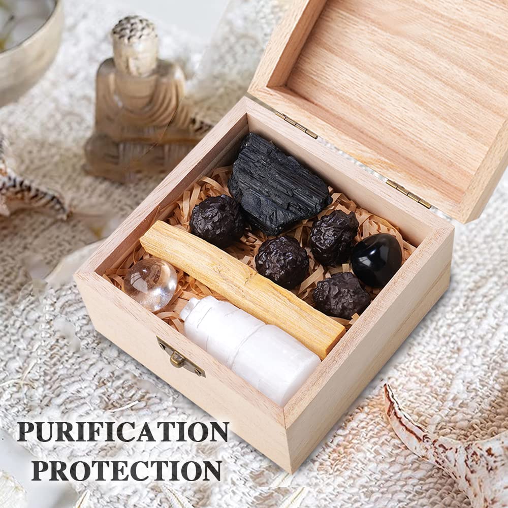 Runyangshi healing crystals set Black Diamond helps balance magnetic field and focus energy