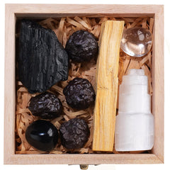 Runyangshi healing crystals set Black Tourmaline stone for protective energy cleansing at home