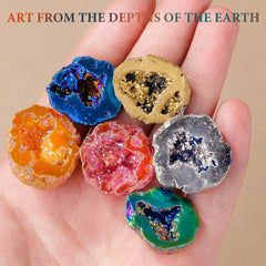 Runyangshi Morocco Geode silver-tint adds modern sparkle for meditation.