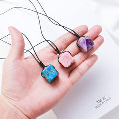 Runyangshi natural crystal pendant closeup showing unique craftsmanship