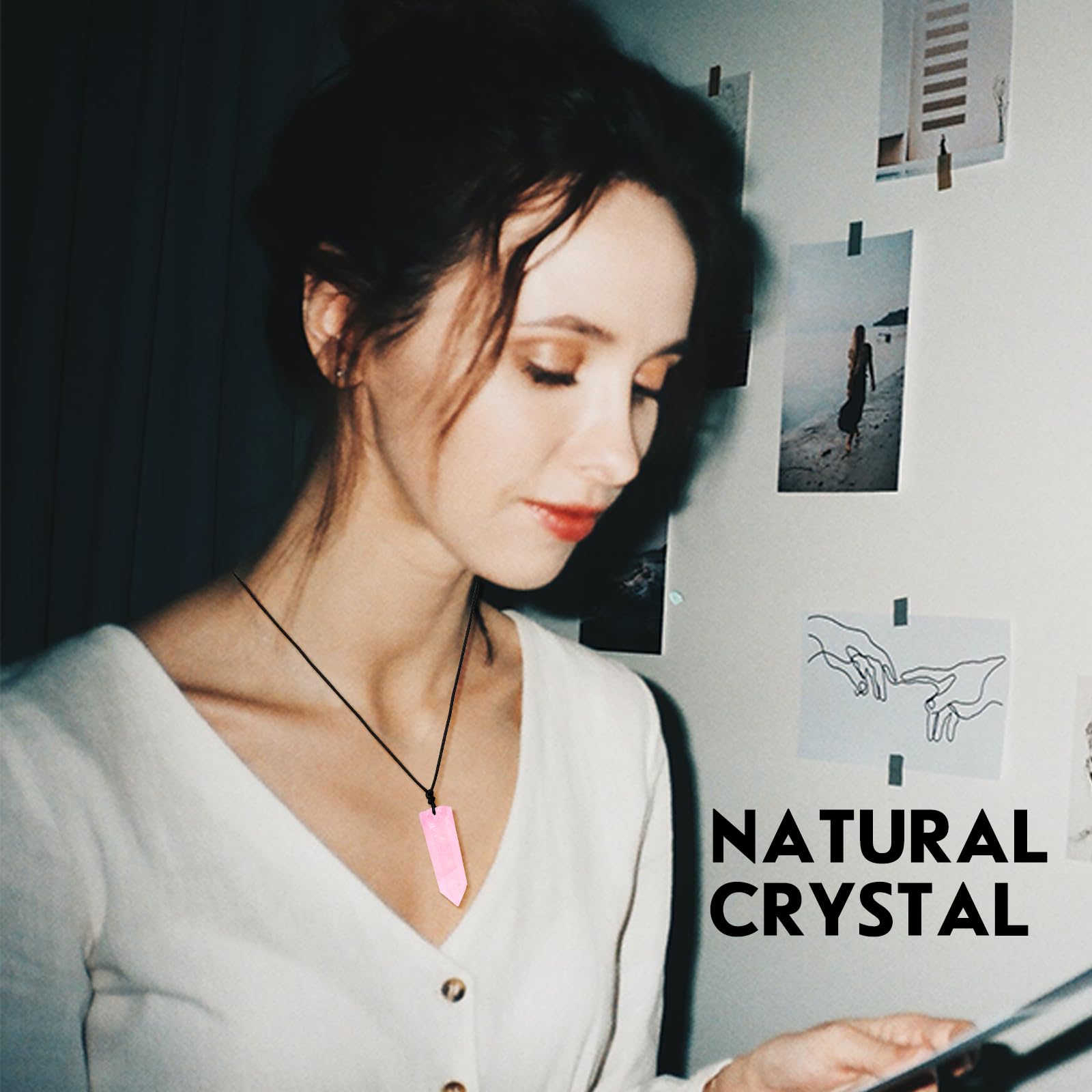 Gift-ready Runyangshi rose quartz pendant for crystal enthusiasts.