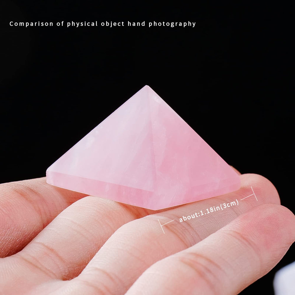 Runyangshi rose quartz pyramid energy generator displaying clarity ideal for meditation.